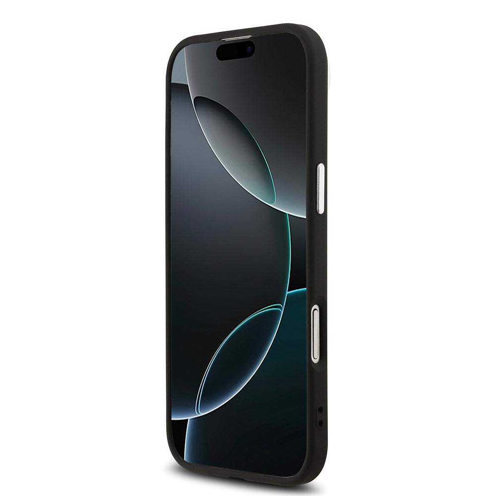 iPhone 17 Air Kılıf Guess Orijinal Lisanslı M-safe Şarj Özellikli Metal Kamera Çerçeveli Üçgen Logolu Glitter Kılıf