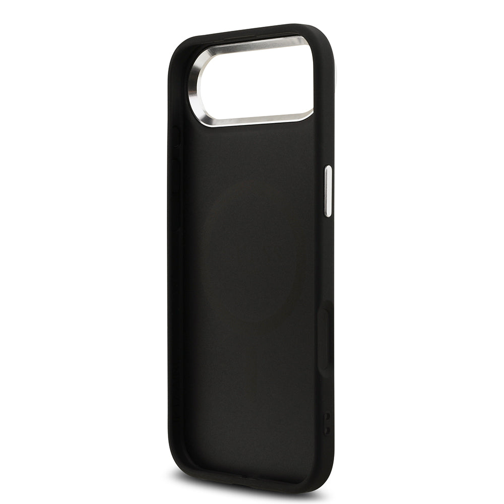 iPhone 17 Air Kılıf Guess Orijinal Lisanslı M-safe Şarj Özellikli Metal Kamera Çerçeveli Üçgen Logolu Glitter Kılıf