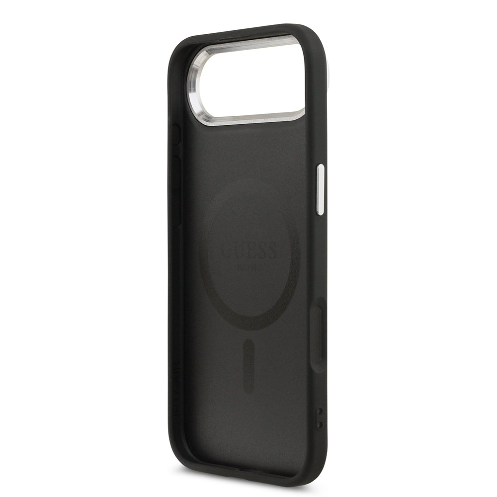 iPhone 17 Air Kılıf Guess Orijinal Lisanslı M-safe Şarj Özellikli PU Deri Metal Kamera Çerçeveli Üçgen Logolu Kılıf