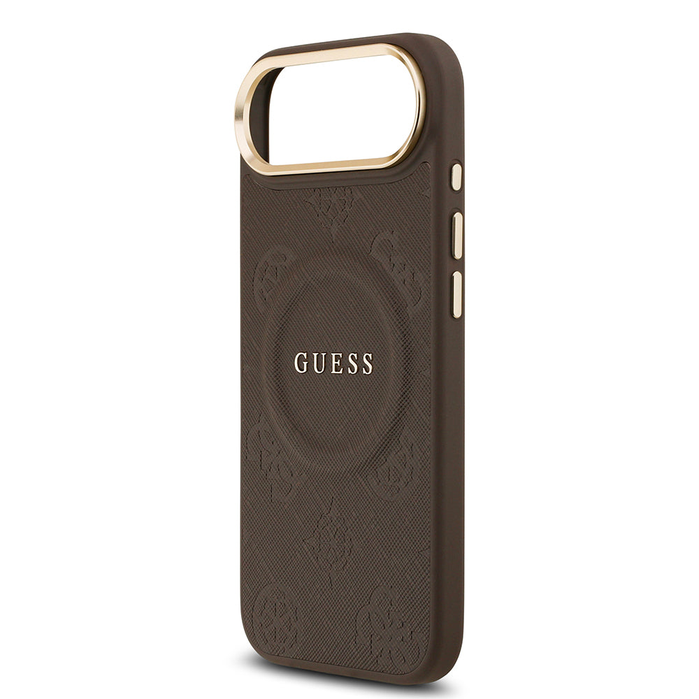 iPhone 17 Air Kılıf Guess Orijinal Lisanslı M-safe Şarj Özellikli Sıcak Baskılı Yazı Logolu PU Deri Peony Kılıf