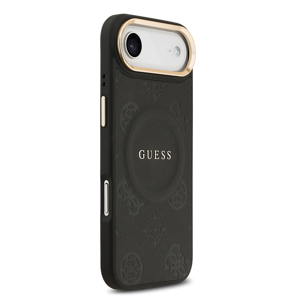 iPhone 17 Air Kılıf Guess Orijinal Lisanslı M-safe Şarj Özellikli Sıcak Baskılı Yazı Logolu PU Deri Peony Kılıf