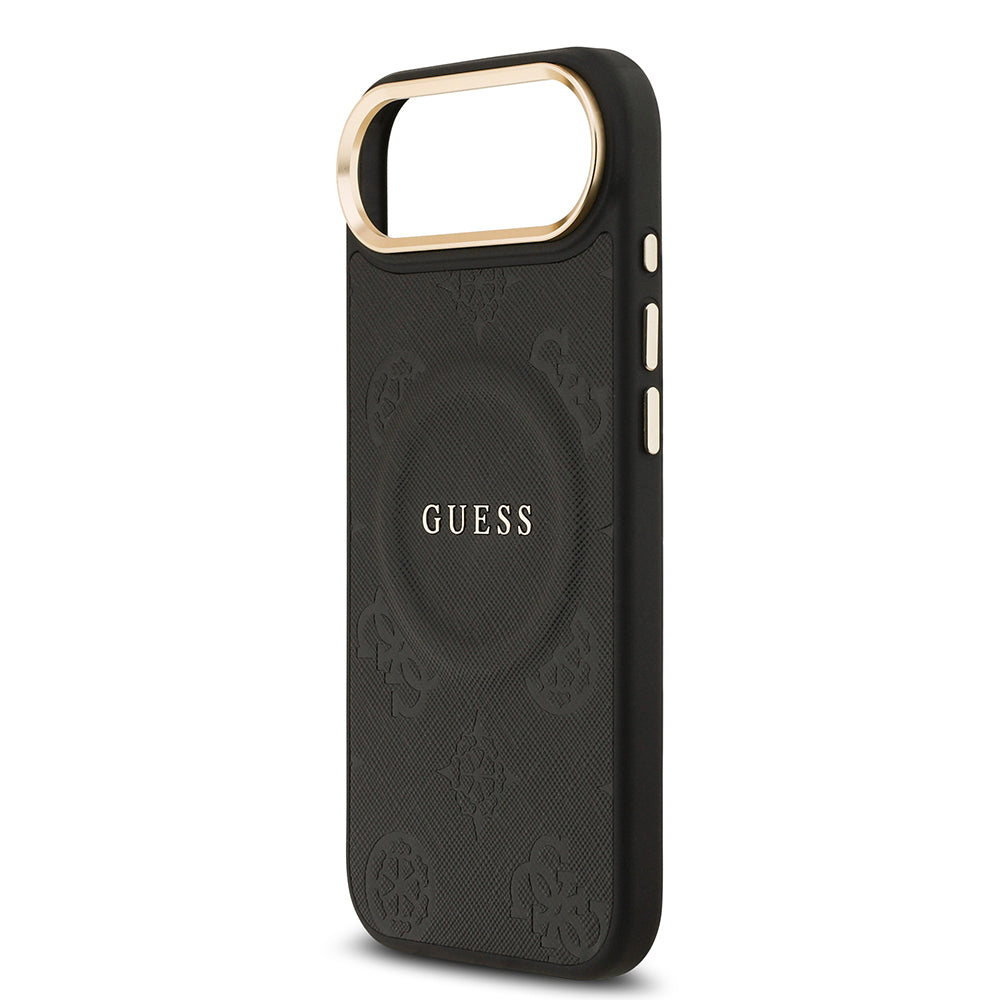 iPhone 17 Air Kılıf Guess Orijinal Lisanslı M-safe Şarj Özellikli Sıcak Baskılı Yazı Logolu PU Deri Peony Kılıf