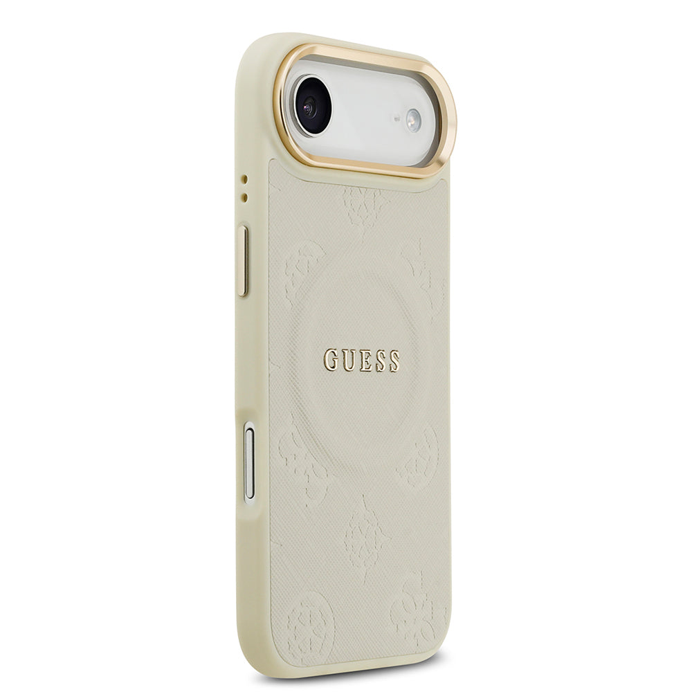 iPhone 17 Air Kılıf Guess Orijinal Lisanslı M-safe Şarj Özellikli Sıcak Baskılı Yazı Logolu PU Deri Peony Kılıf