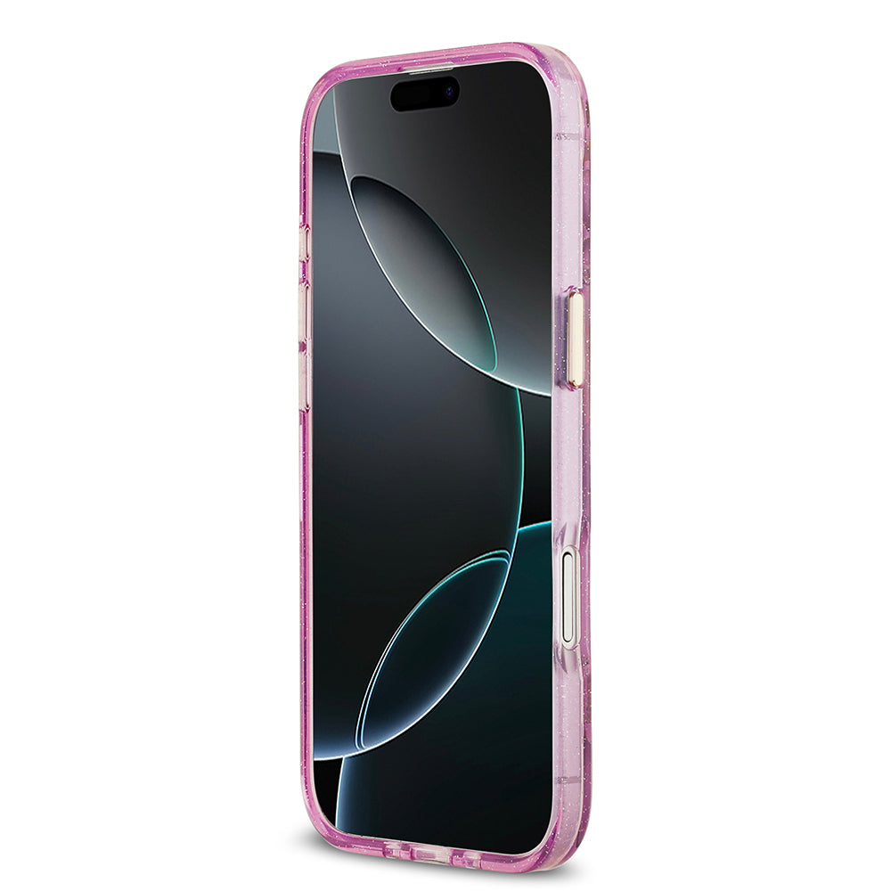iPhone 17 Air Kılıf Guess Orijinal Lisanslı M-safe Şarj Özellikli Simli Çiçek Desenli Metal Kamera Çerçeveli Üçgen Logolu Kılıf