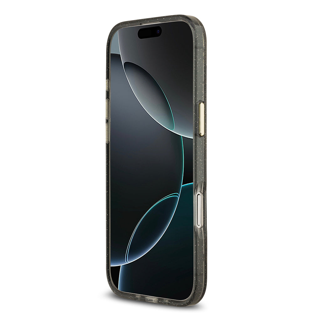 iPhone 17 Air Kılıf Guess Orijinal Lisanslı M-safe Şarj Özellikli Simli Çiçek Desenli Metal Kamera Çerçeveli Üçgen Logolu Kılıf