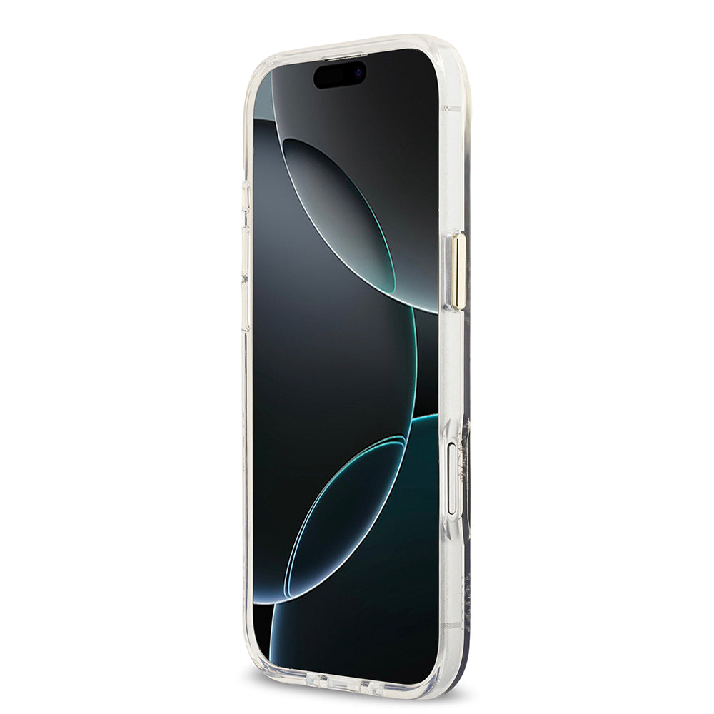 iPhone 17 Air Kılıf Guess Orijinal Lisanslı M-safe Şarj Özellikli Simli Peony Desenli Silikon Kılıf