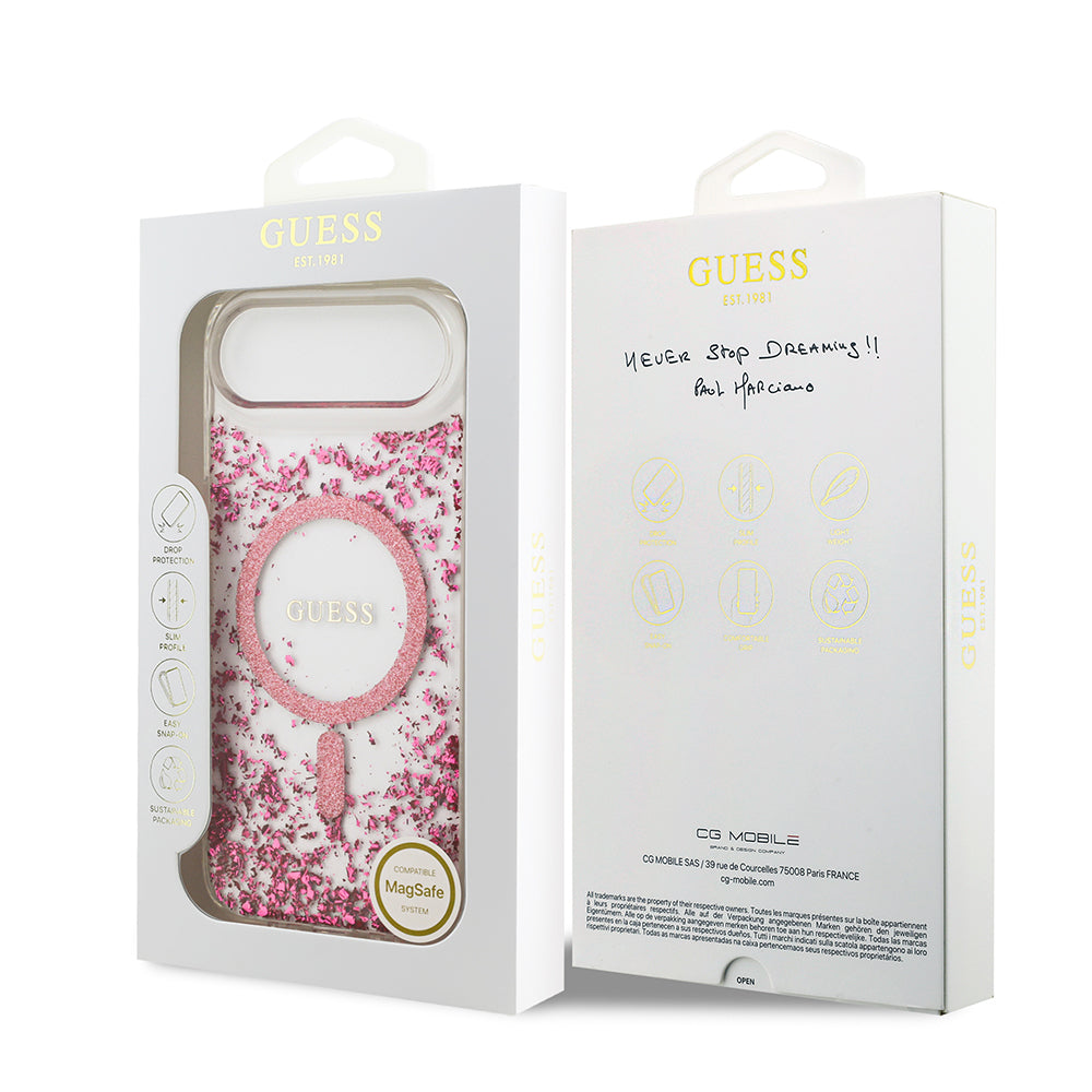 iPhone 17 Air Kılıf Guess Orijinal Lisanslı M-safe Şarj Özellikli Transparan Resin Bottom Kılıf