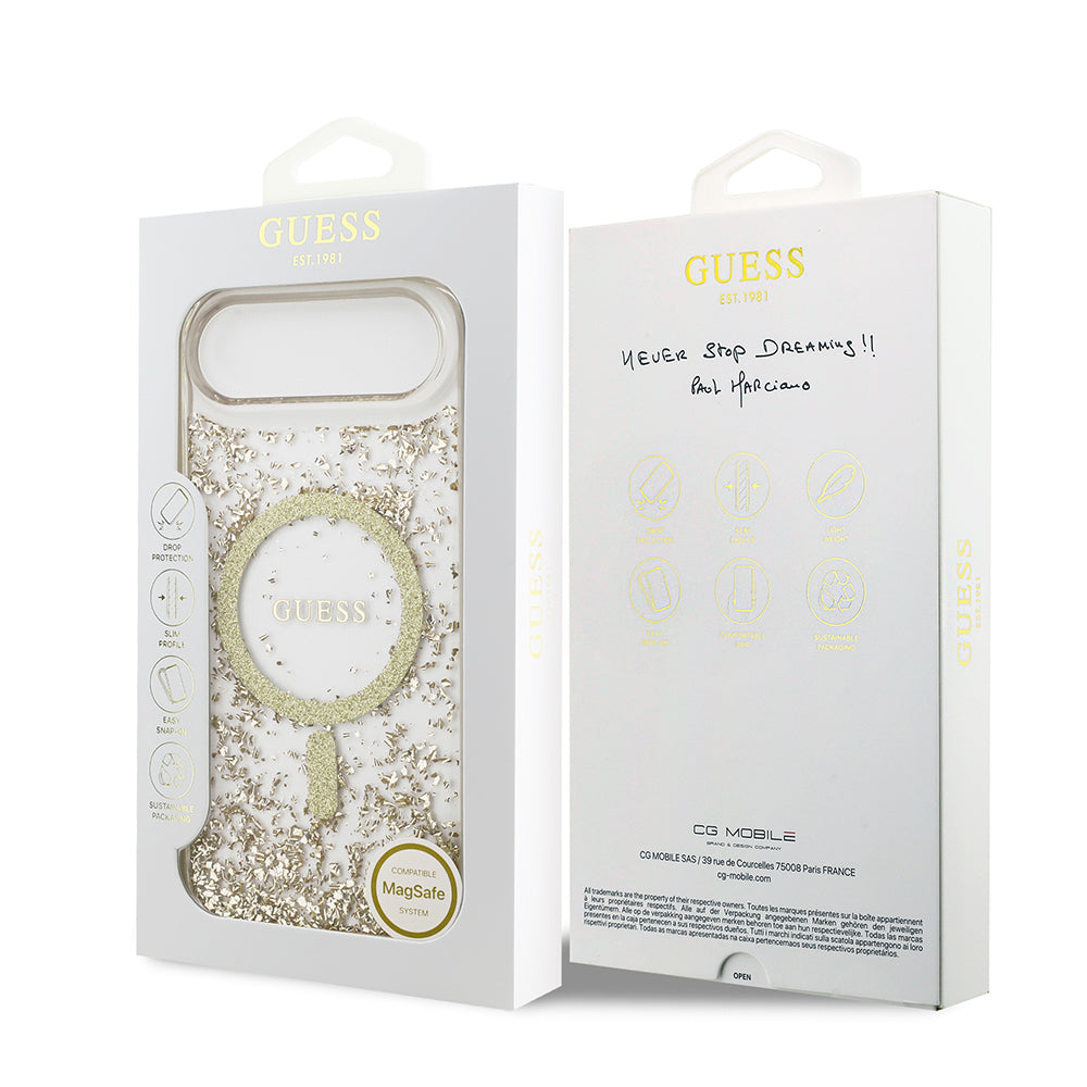 iPhone 17 Air Kılıf Guess Orijinal Lisanslı M-safe Şarj Özellikli Transparan Resin Bottom Kılıf