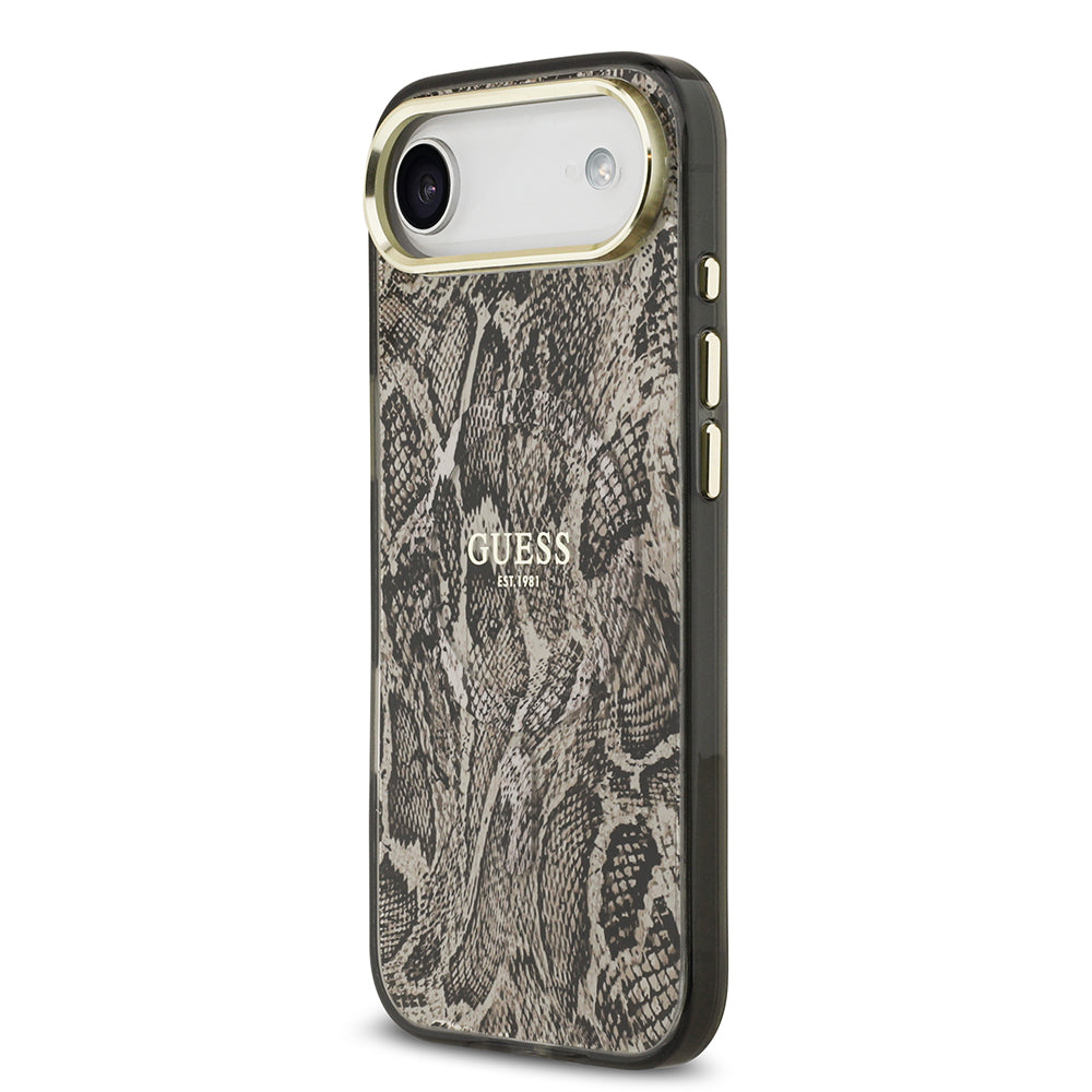 iPhone 17 Air Kılıf Guess Orijinal Lisanslı M-safe Şarj Özellikli Yazı Logolu Python Desenli Kılıf