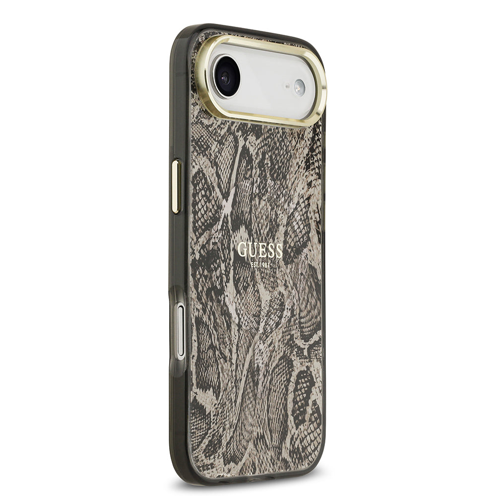iPhone 17 Air Kılıf Guess Orijinal Lisanslı M-safe Şarj Özellikli Yazı Logolu Python Desenli Kılıf