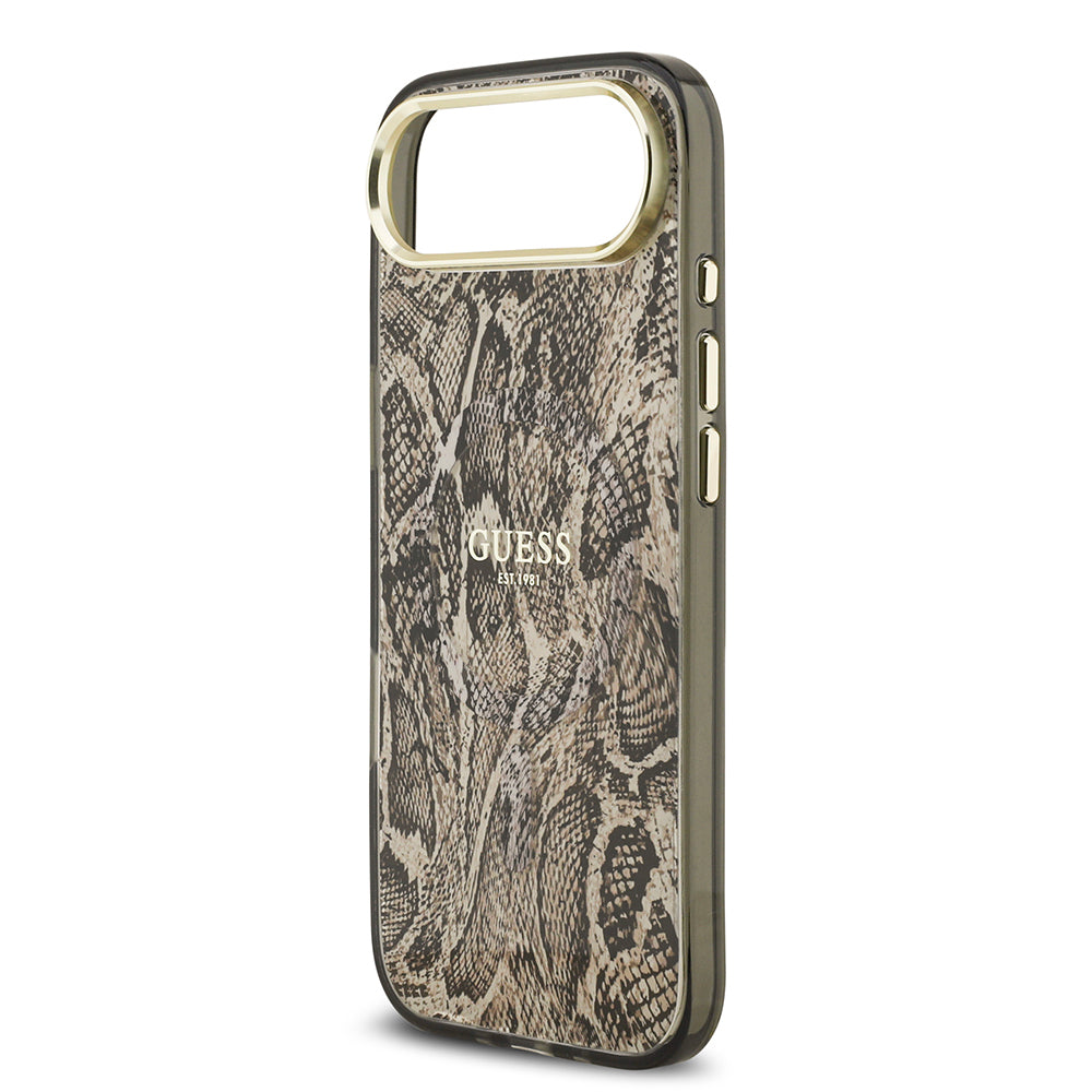 iPhone 17 Air Kılıf Guess Orijinal Lisanslı M-safe Şarj Özellikli Yazı Logolu Python Desenli Kılıf