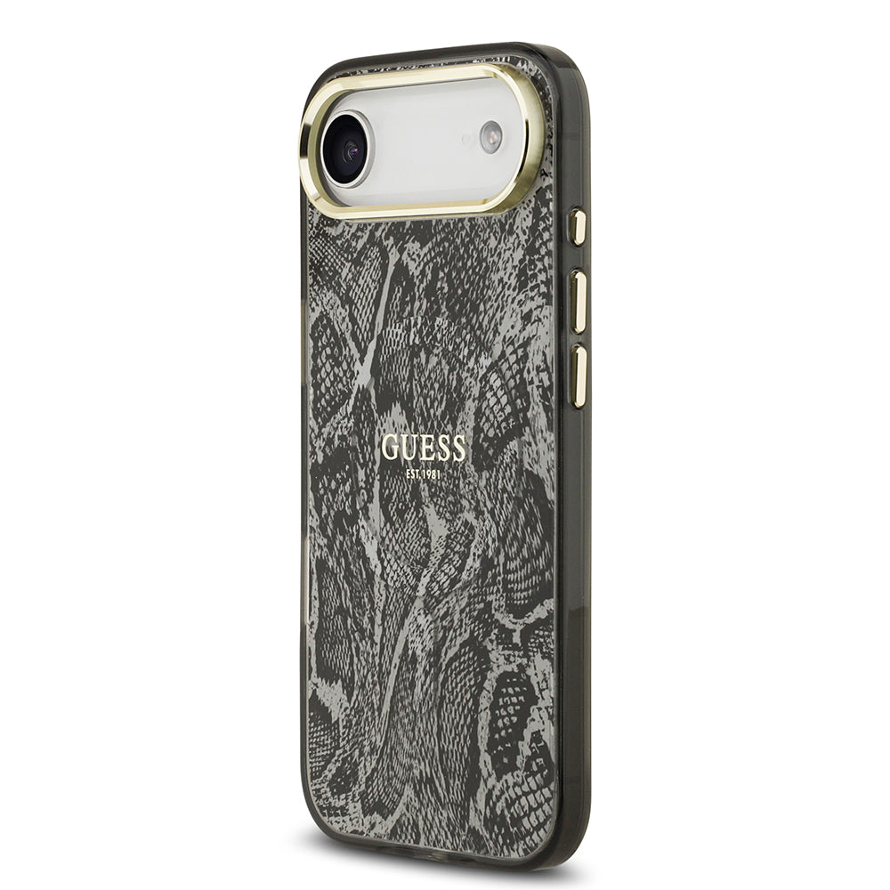 iPhone 17 Air Kılıf Guess Orijinal Lisanslı M-safe Şarj Özellikli Yazı Logolu Python Desenli Kılıf
