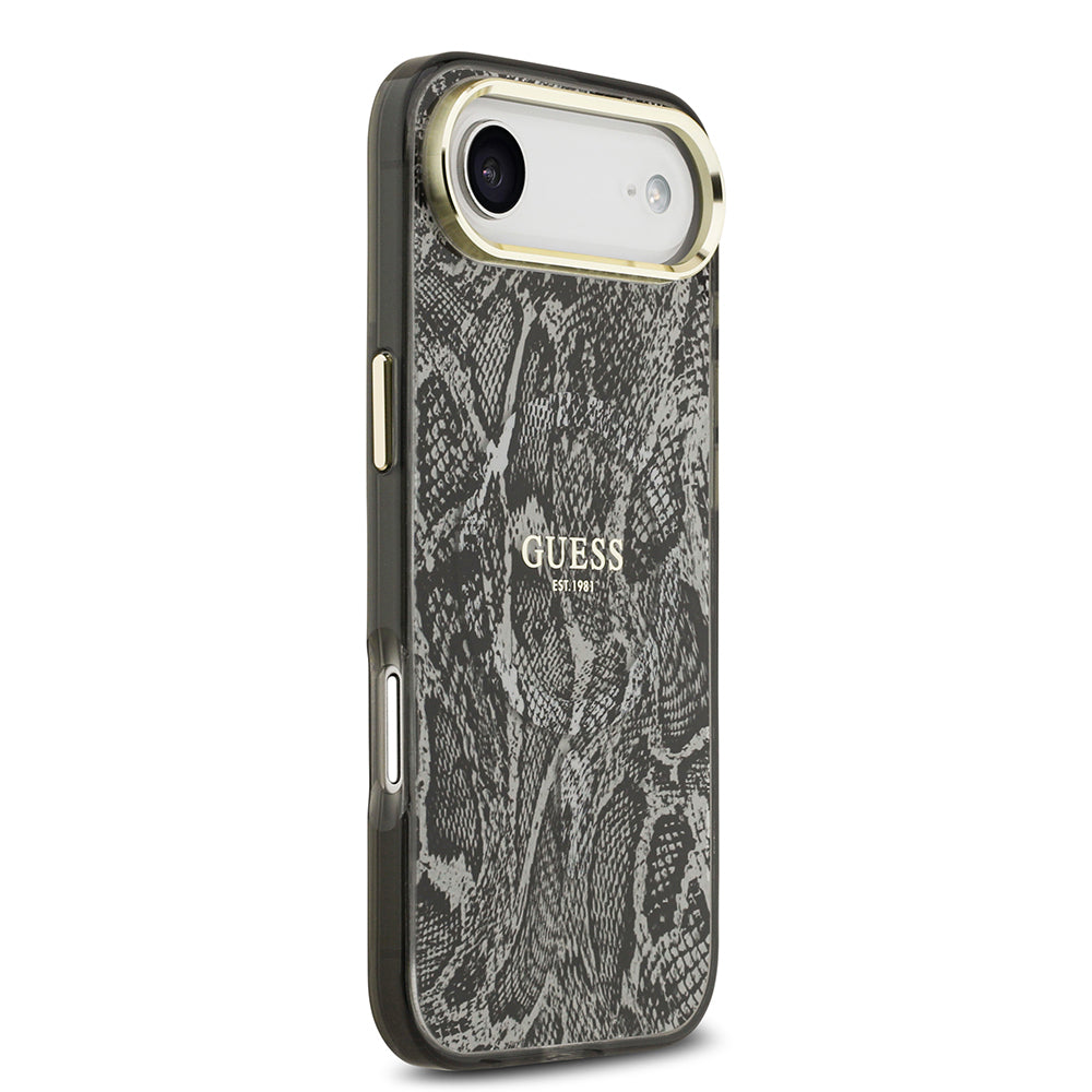 iPhone 17 Air Kılıf Guess Orijinal Lisanslı M-safe Şarj Özellikli Yazı Logolu Python Desenli Kılıf