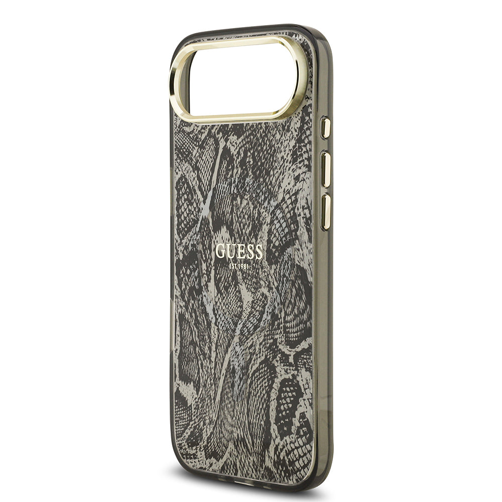 iPhone 17 Air Kılıf Guess Orijinal Lisanslı M-safe Şarj Özellikli Yazı Logolu Python Desenli Kılıf