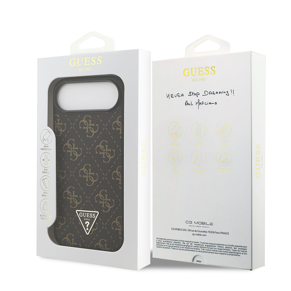 iPhone 17 Air Kılıf Guess Orijinal Lisanslı PU Deri 4G Desenli Üçgen Logolu Kılıf