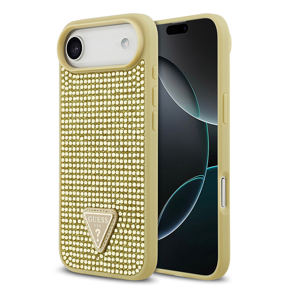 iPhone 17 Air Kılıf Guess Orijinal Lisanslı Taşlı Arka Yüzey Üçgen Logolu Kılıf