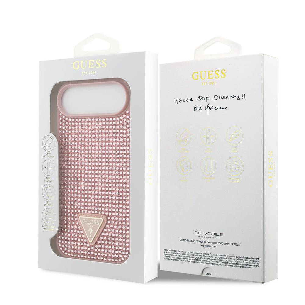 iPhone 17 Air Kılıf Guess Orijinal Lisanslı Taşlı Arka Yüzey Üçgen Logolu Kılıf