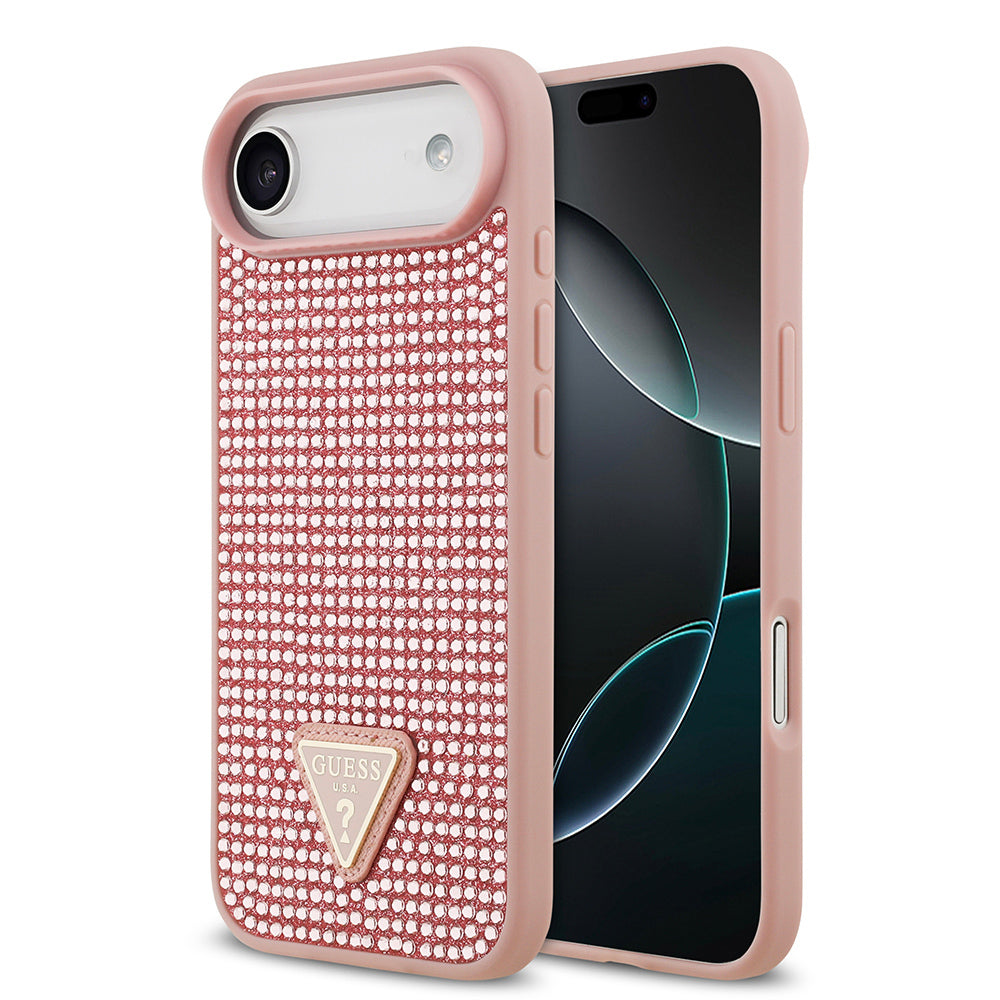 iPhone 17 Air Kılıf Guess Orijinal Lisanslı Taşlı Arka Yüzey Üçgen Logolu Kılıf