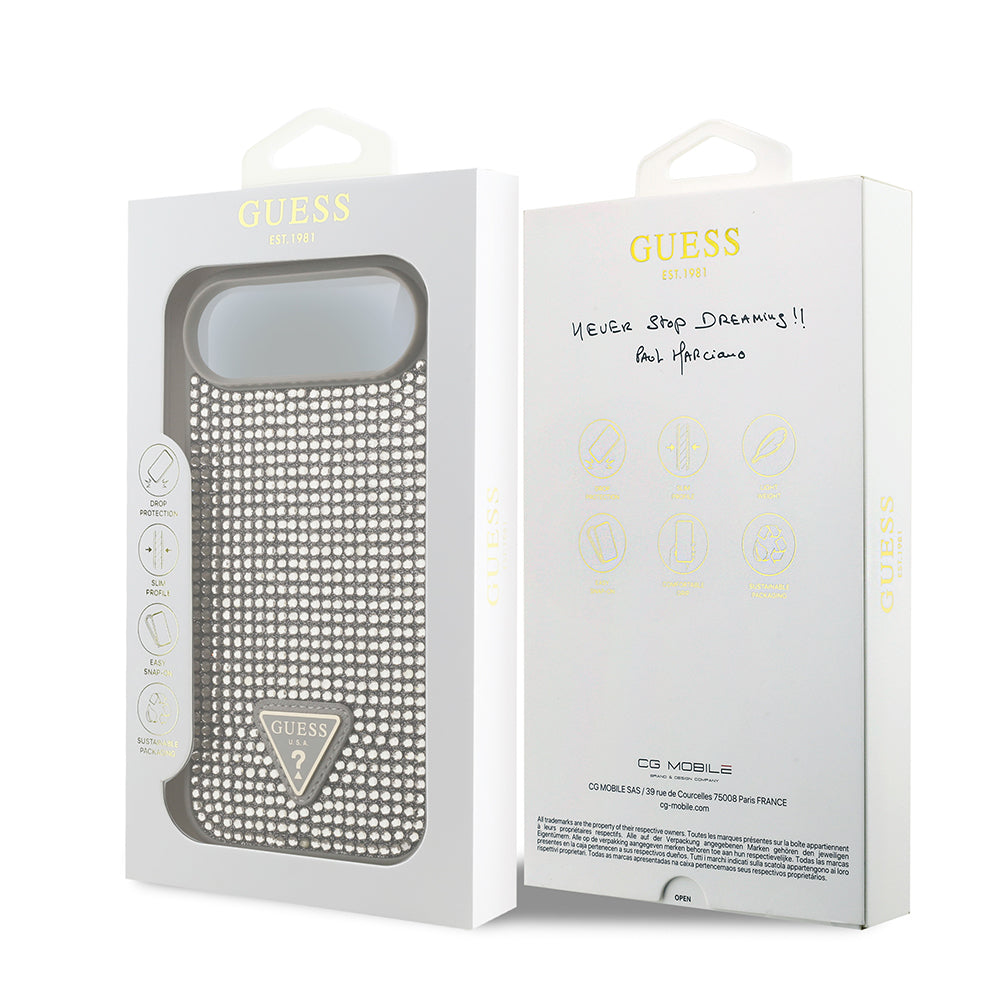 iPhone 17 Air Kılıf Guess Orijinal Lisanslı Taşlı Arka Yüzey Üçgen Logolu Kılıf