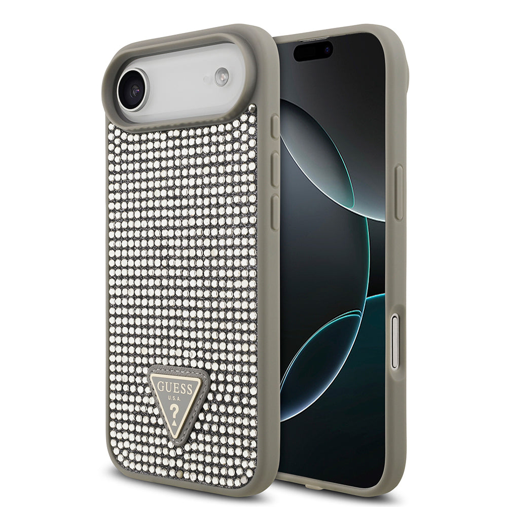 iPhone 17 Air Kılıf Guess Orijinal Lisanslı Taşlı Arka Yüzey Üçgen Logolu Kılıf