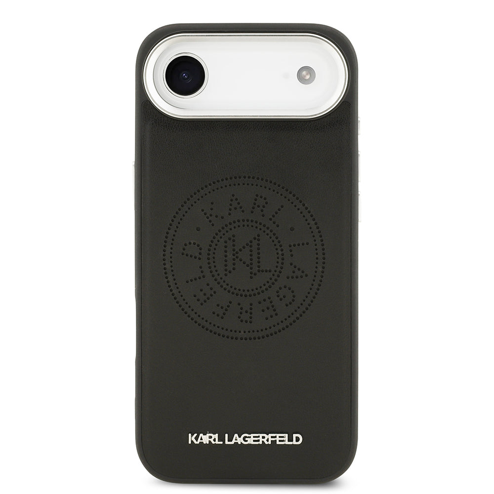 iPhone 17 Air Kılıf Karl Lagerfeld Orijinal Lisanslı M-safe Şarj Özellikli Delikli Tasarım Metal Logolu PU Deri Kılıf
