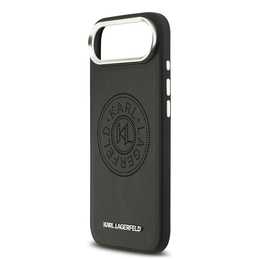 iPhone 17 Air Kılıf Karl Lagerfeld Orijinal Lisanslı M-safe Şarj Özellikli Delikli Tasarım Metal Logolu PU Deri Kılıf