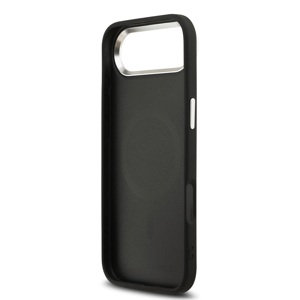 iPhone 17 Air Kılıf Karl Lagerfeld Orijinal Lisanslı M-safe Şarj Özellikli Delikli Tasarım Metal Logolu PU Deri Kılıf