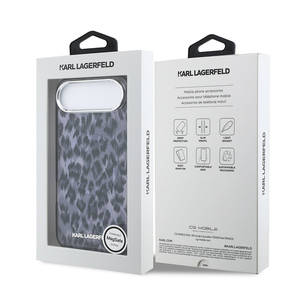 iPhone 17 Air Kılıf Karl Lagerfeld Orijinal Lisanslı M-safe Şarj Özellikli IML Leopar Baskılı Kılıf