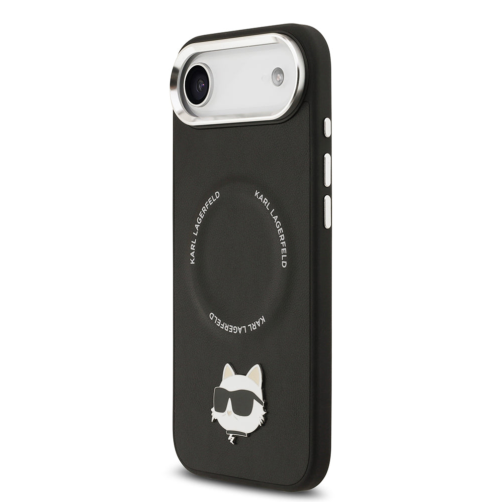 iPhone 17 Air Kılıf Karl Lagerfeld Orijinal Lisanslı M-safe Şarj Özellikli Metal Kamera ve Buton Tasarımlı Choupette PU Deri Kılıf
