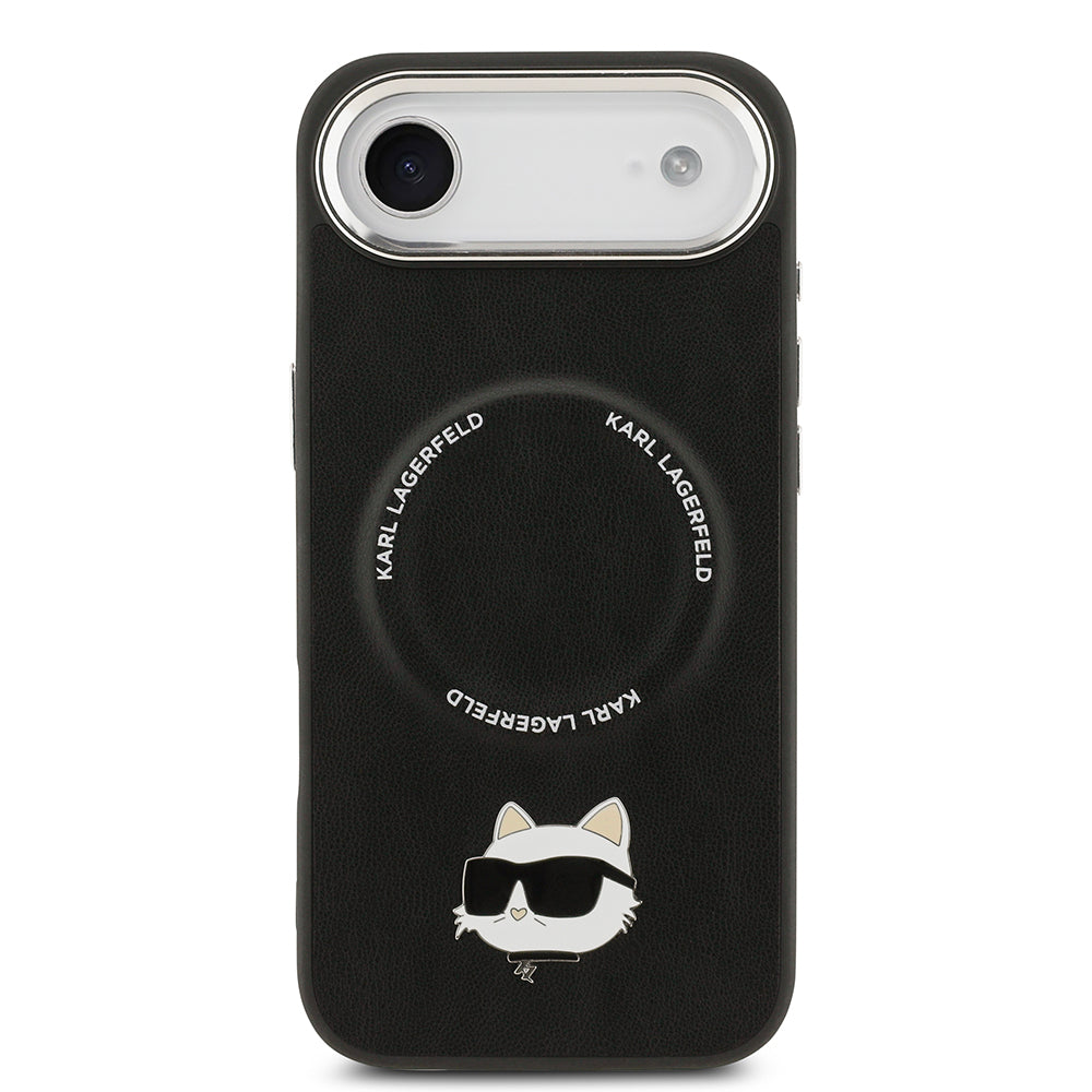 iPhone 17 Air Kılıf Karl Lagerfeld Orijinal Lisanslı M-safe Şarj Özellikli Metal Kamera ve Buton Tasarımlı Choupette PU Deri Kılıf