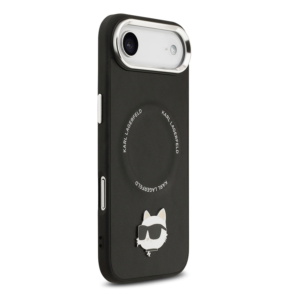 iPhone 17 Air Kılıf Karl Lagerfeld Orijinal Lisanslı M-safe Şarj Özellikli Metal Kamera ve Buton Tasarımlı Choupette PU Deri Kılıf