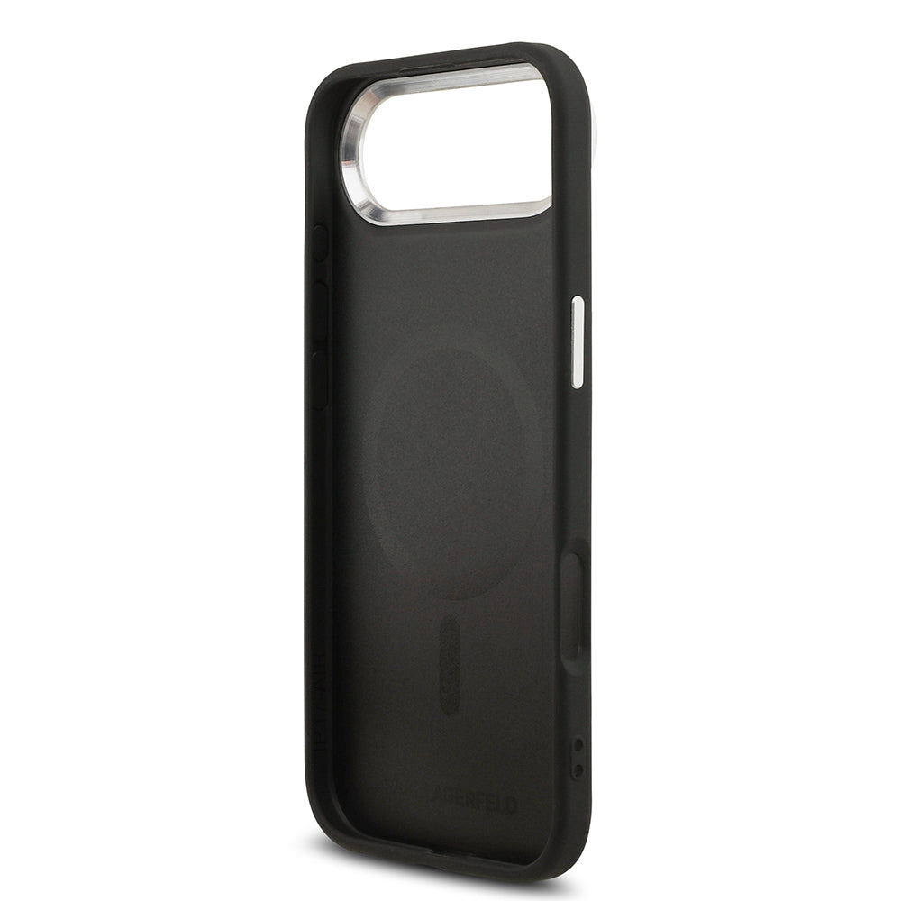 iPhone 17 Air Kılıf Karl Lagerfeld Orijinal Lisanslı M-safe Şarj Özellikli Metal Kamera ve Buton Tasarımlı Choupette PU Deri Kılıf
