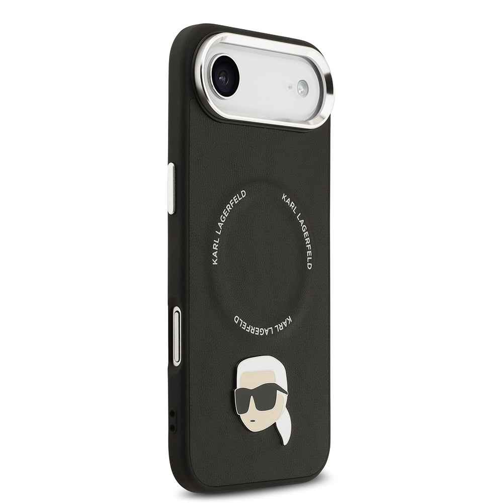 iPhone 17 Air Kılıf Karl Lagerfeld Orijinal Lisanslı M-safe Şarj Özellikli Metal Kamera ve Buton Tasarımlı Karl PU Deri Kılıf