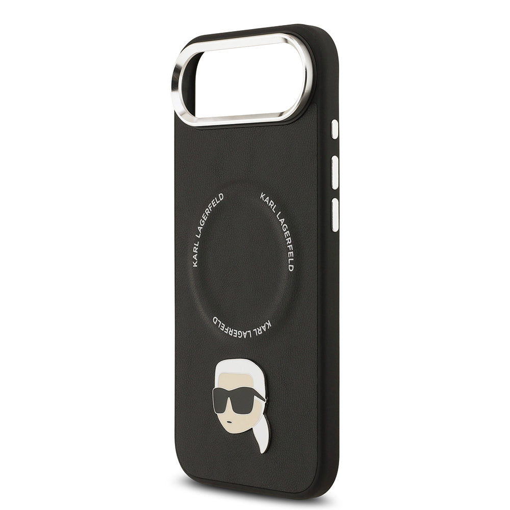 iPhone 17 Air Kılıf Karl Lagerfeld Orijinal Lisanslı M-safe Şarj Özellikli Metal Kamera ve Buton Tasarımlı Karl PU Deri Kılıf