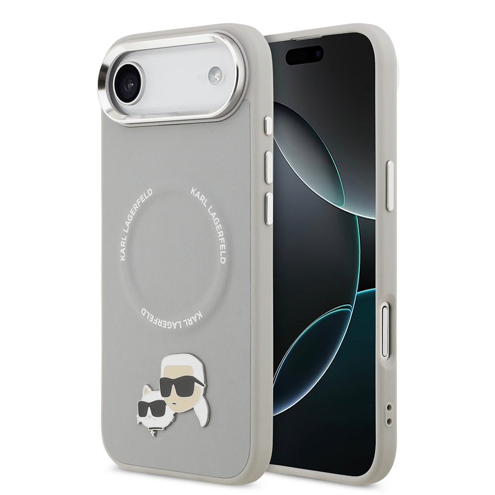 iPhone 17 Air Kılıf Karl Lagerfeld Orijinal Lisanslı M-safe Şarj Özellikli Metal Kamera ve Buton Tasarımlı K&C PU Deri Kılıf