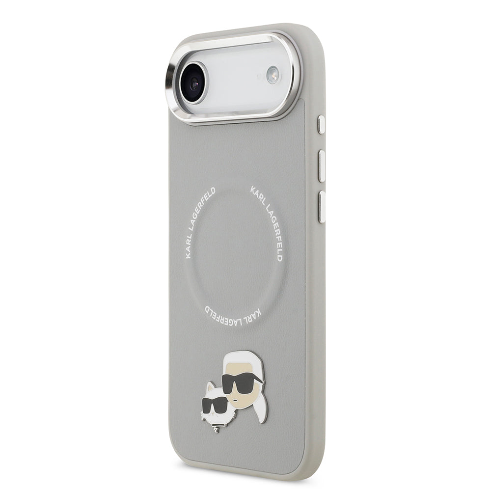 iPhone 17 Air Kılıf Karl Lagerfeld Orijinal Lisanslı M-safe Şarj Özellikli Metal Kamera ve Buton Tasarımlı K&C PU Deri Kılıf