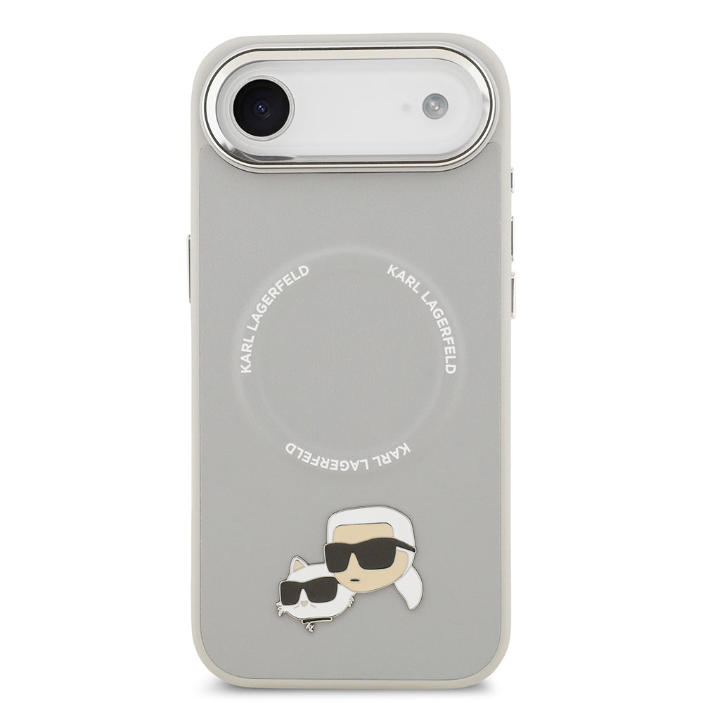 iPhone 17 Air Kılıf Karl Lagerfeld Orijinal Lisanslı M-safe Şarj Özellikli Metal Kamera ve Buton Tasarımlı K&C PU Deri Kılıf