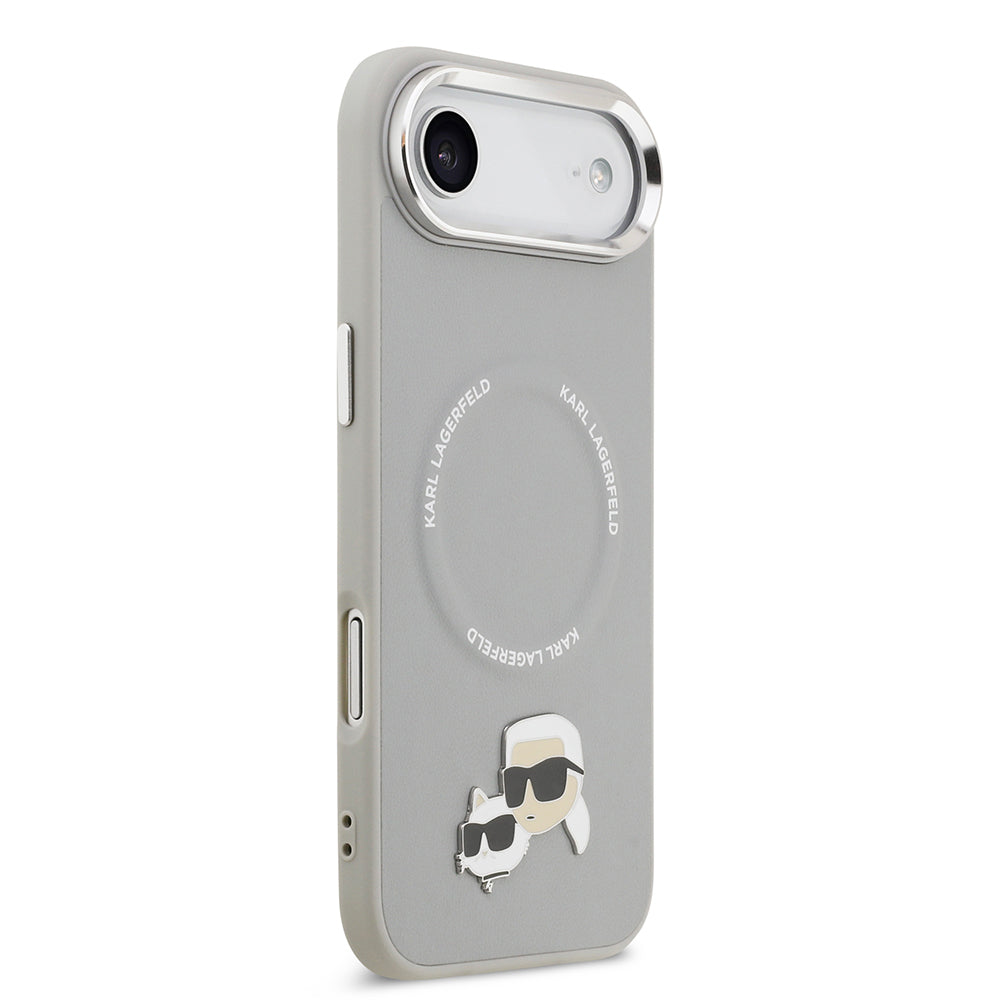 iPhone 17 Air Kılıf Karl Lagerfeld Orijinal Lisanslı M-safe Şarj Özellikli Metal Kamera ve Buton Tasarımlı K&C PU Deri Kılıf