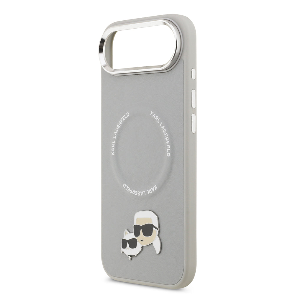 iPhone 17 Air Kılıf Karl Lagerfeld Orijinal Lisanslı M-safe Şarj Özellikli Metal Kamera ve Buton Tasarımlı K&C PU Deri Kılıf