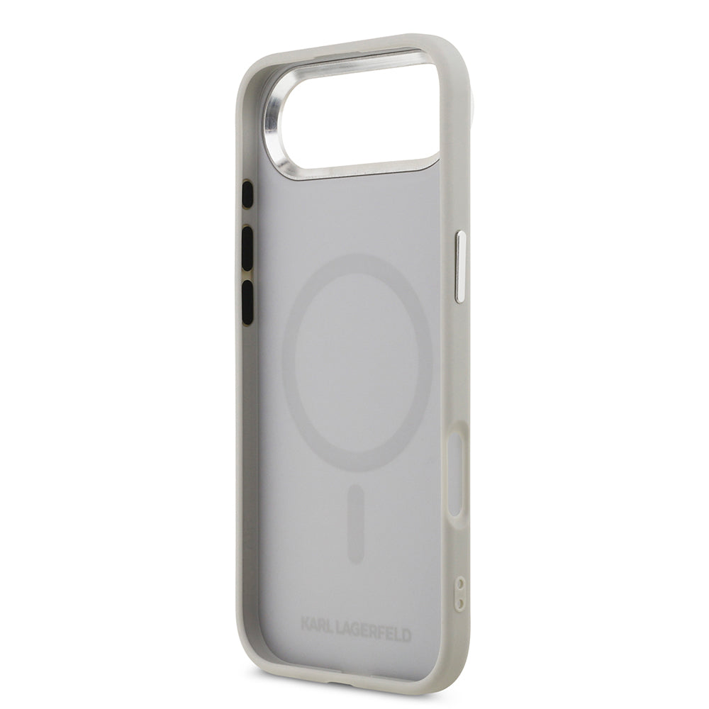 iPhone 17 Air Kılıf Karl Lagerfeld Orijinal Lisanslı M-safe Şarj Özellikli Metal Kamera ve Buton Tasarımlı K&C PU Deri Kılıf