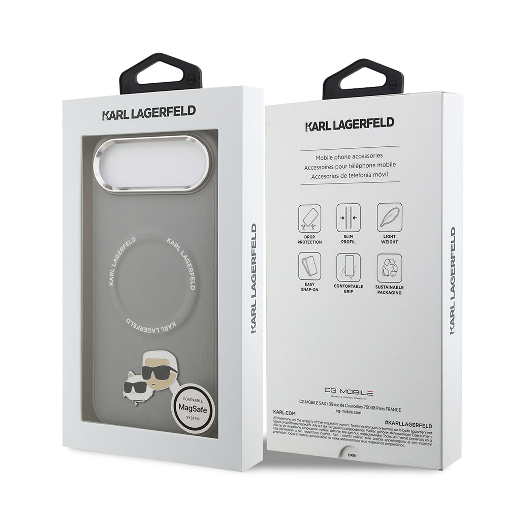 iPhone 17 Air Kılıf Karl Lagerfeld Orijinal Lisanslı M-safe Şarj Özellikli Metal Kamera ve Buton Tasarımlı K&C PU Deri Kılıf
