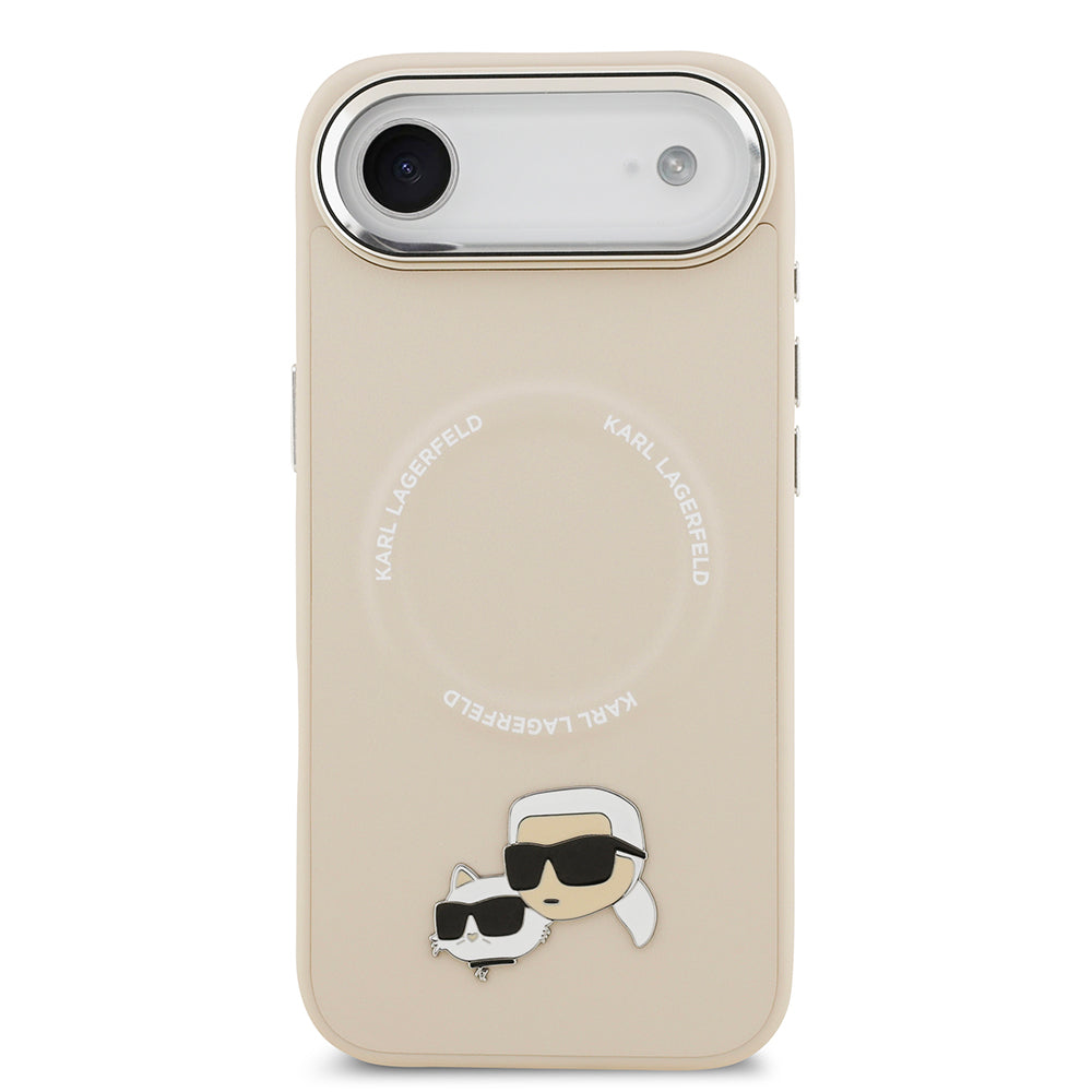 iPhone 17 Air Kılıf Karl Lagerfeld Orijinal Lisanslı M-safe Şarj Özellikli Metal Kamera ve Buton Tasarımlı K&C PU Deri Kılıf