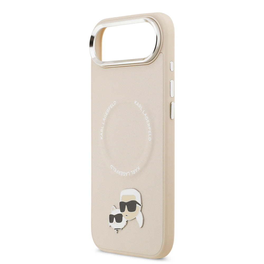 iPhone 17 Air Kılıf Karl Lagerfeld Orijinal Lisanslı M-safe Şarj Özellikli Metal Kamera ve Buton Tasarımlı K&C PU Deri Kılıf