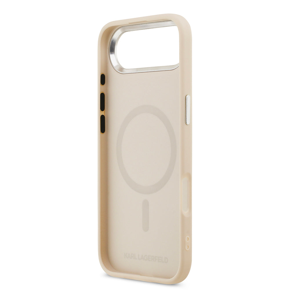 iPhone 17 Air Kılıf Karl Lagerfeld Orijinal Lisanslı M-safe Şarj Özellikli Metal Kamera ve Buton Tasarımlı K&C PU Deri Kılıf