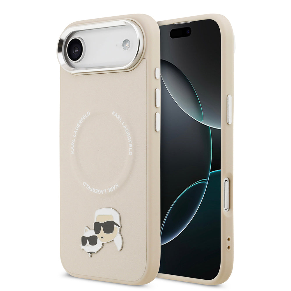 iPhone 17 Air Kılıf Karl Lagerfeld Orijinal Lisanslı M-safe Şarj Özellikli Metal Kamera ve Buton Tasarımlı K&C PU Deri Kılıf
