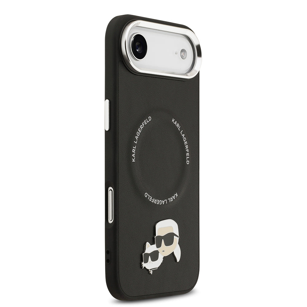 iPhone 17 Air Kılıf Karl Lagerfeld Orijinal Lisanslı M-safe Şarj Özellikli Metal Kamera ve Buton Tasarımlı K&C PU Deri Kılıf