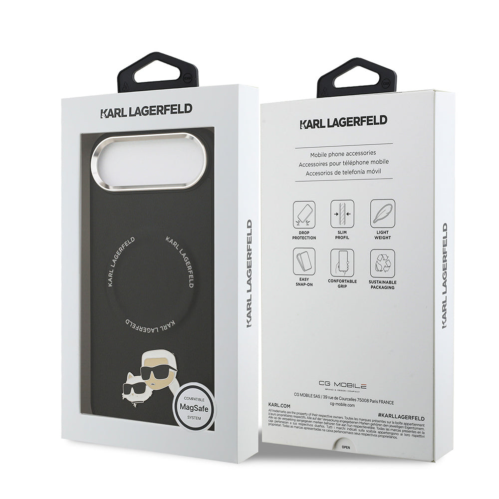 iPhone 17 Air Kılıf Karl Lagerfeld Orijinal Lisanslı M-safe Şarj Özellikli Metal Kamera ve Buton Tasarımlı K&C PU Deri Kılıf