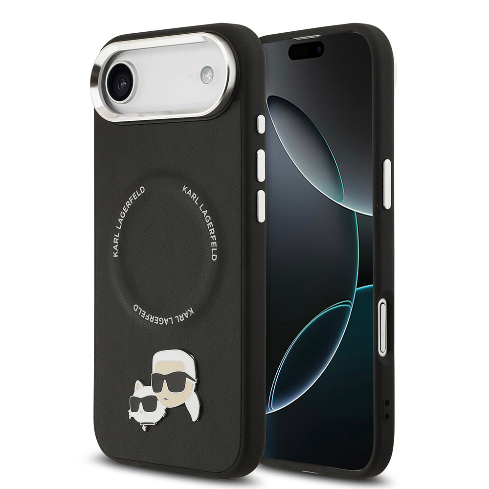 iPhone 17 Air Kılıf Karl Lagerfeld Orijinal Lisanslı M-safe Şarj Özellikli Metal Kamera ve Buton Tasarımlı K&C PU Deri Kılıf