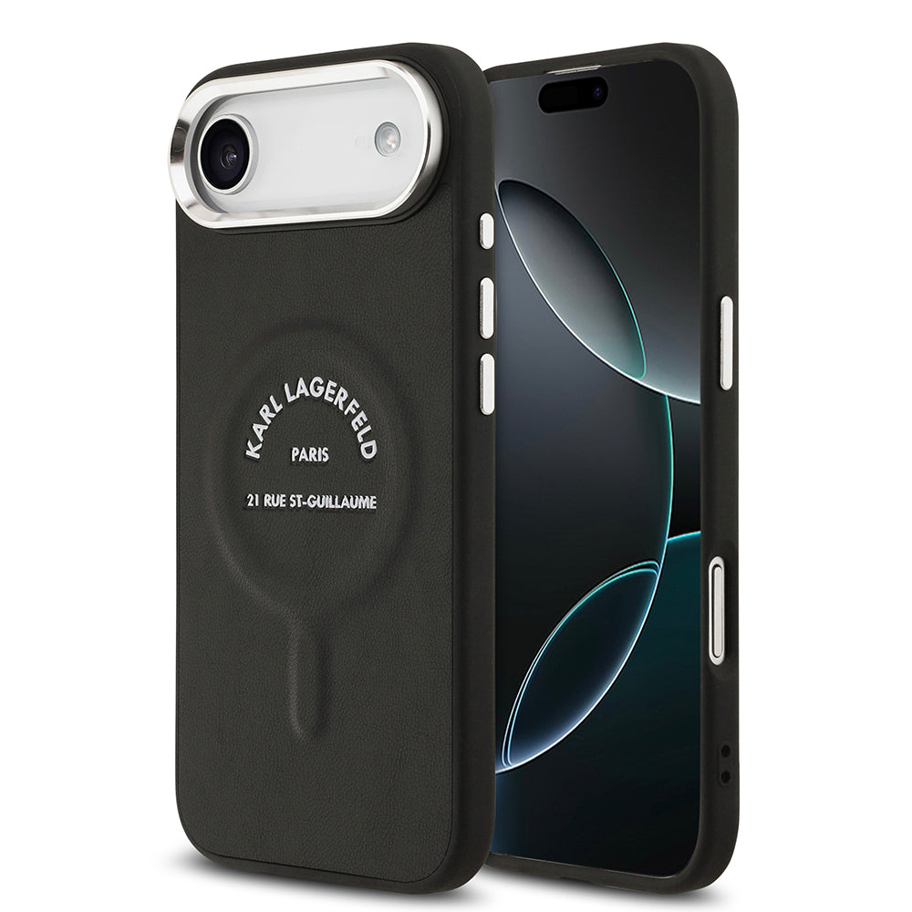iPhone 17 Air Kılıf Karl Lagerfeld Orijinal Lisanslı M-safe Şarj Özellikli Metal Kamera ve Buton Tasarımlı Paris RSG PU Deri Kılıf