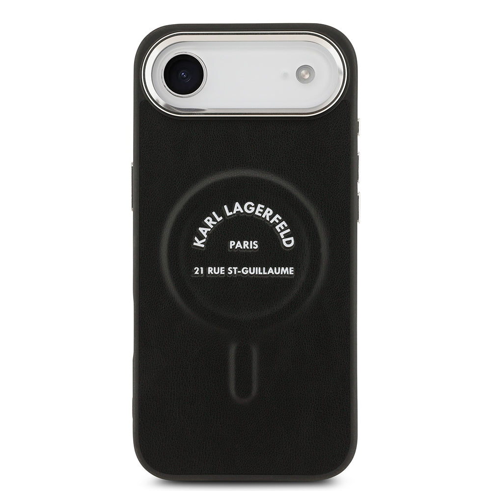 iPhone 17 Air Kılıf Karl Lagerfeld Orijinal Lisanslı M-safe Şarj Özellikli Metal Kamera ve Buton Tasarımlı Paris RSG PU Deri Kılıf